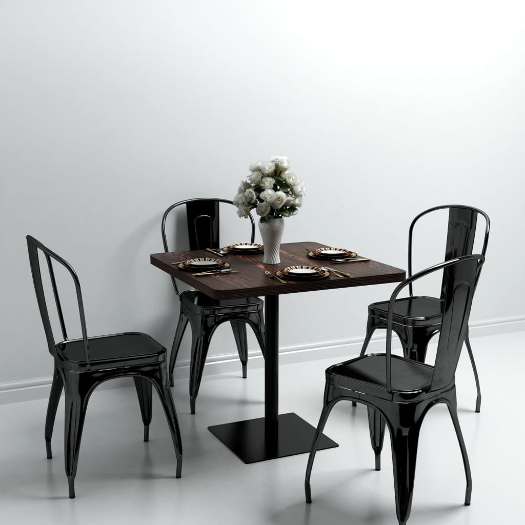 Bistrobord MDF og stål firkantet 80x80x75 cm mørk aske vidaXL