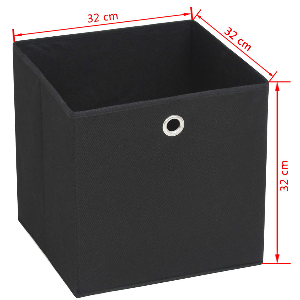 Oppbevaringsbokser 4 stk ikke-vevet stoff 32x32x32 cm svart