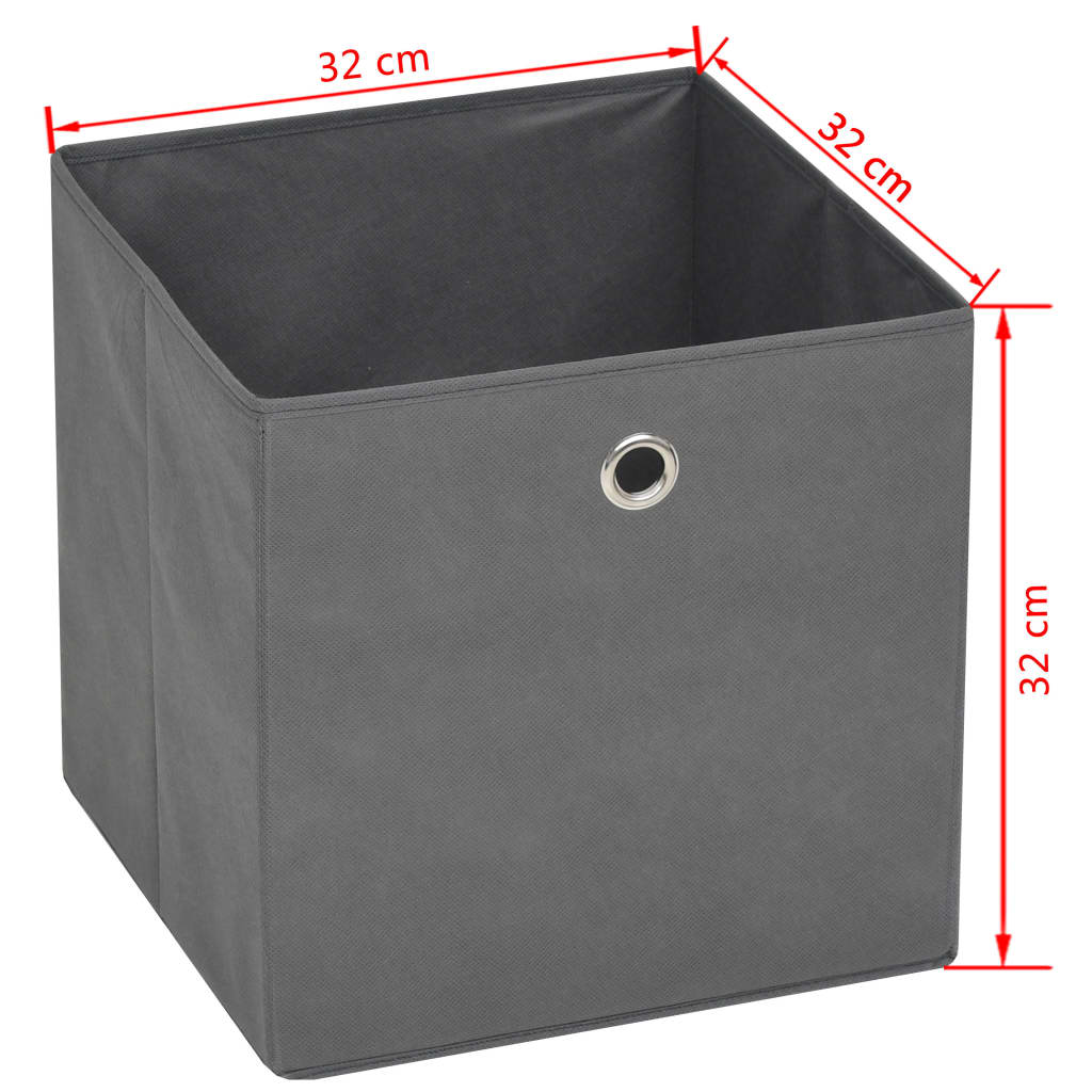 Oppbevaringsbokser 4 stk ikke-vevet stoff 32x32x32 cm grå
