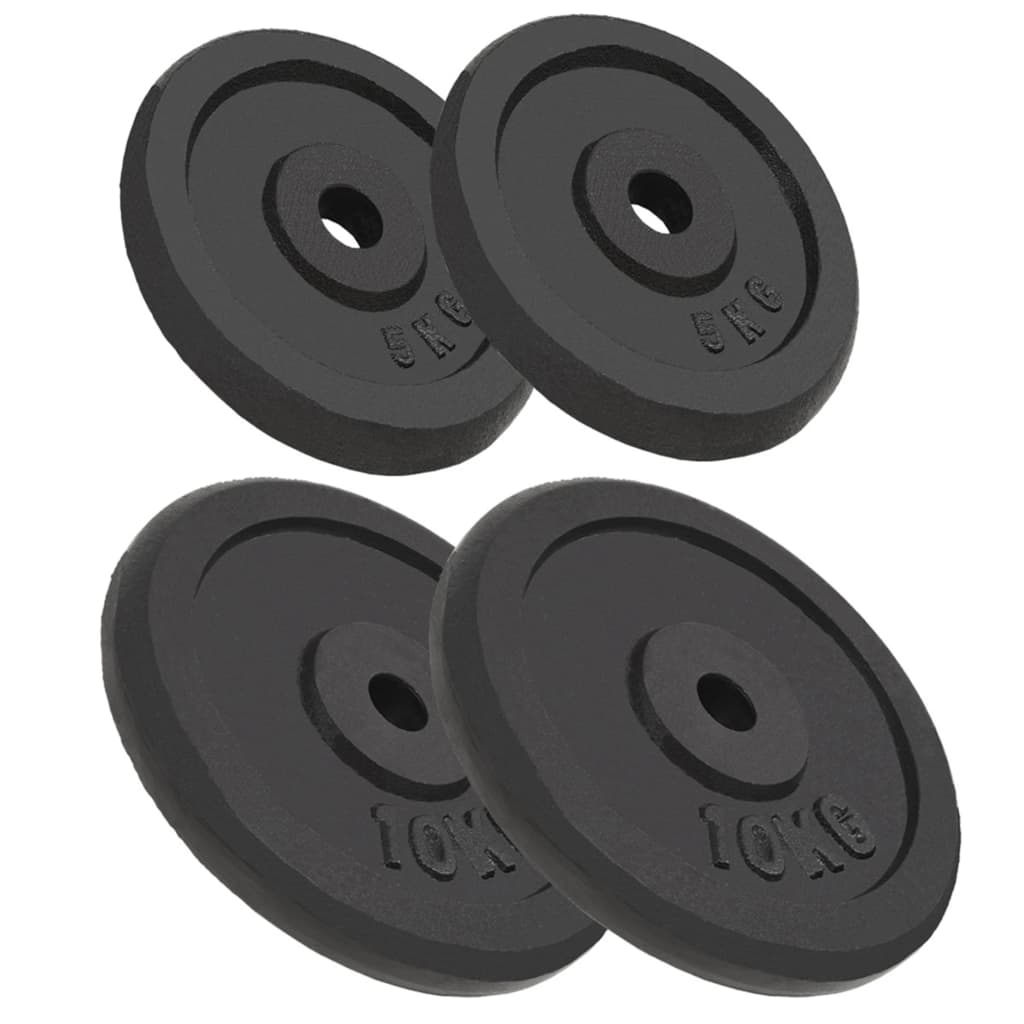 Vektskiver 4 stk 2x10 kg + 2x5 kg støpejern vidaXL