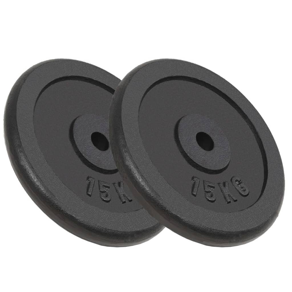Vektskiver 2 stk 2x15 kg støpejern vidaXL