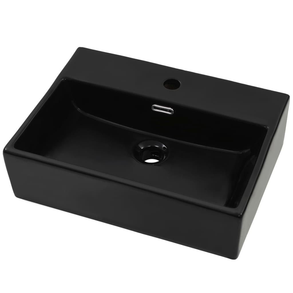 Servant med kranhull keramisk svart 51,5x38,5x15 cm