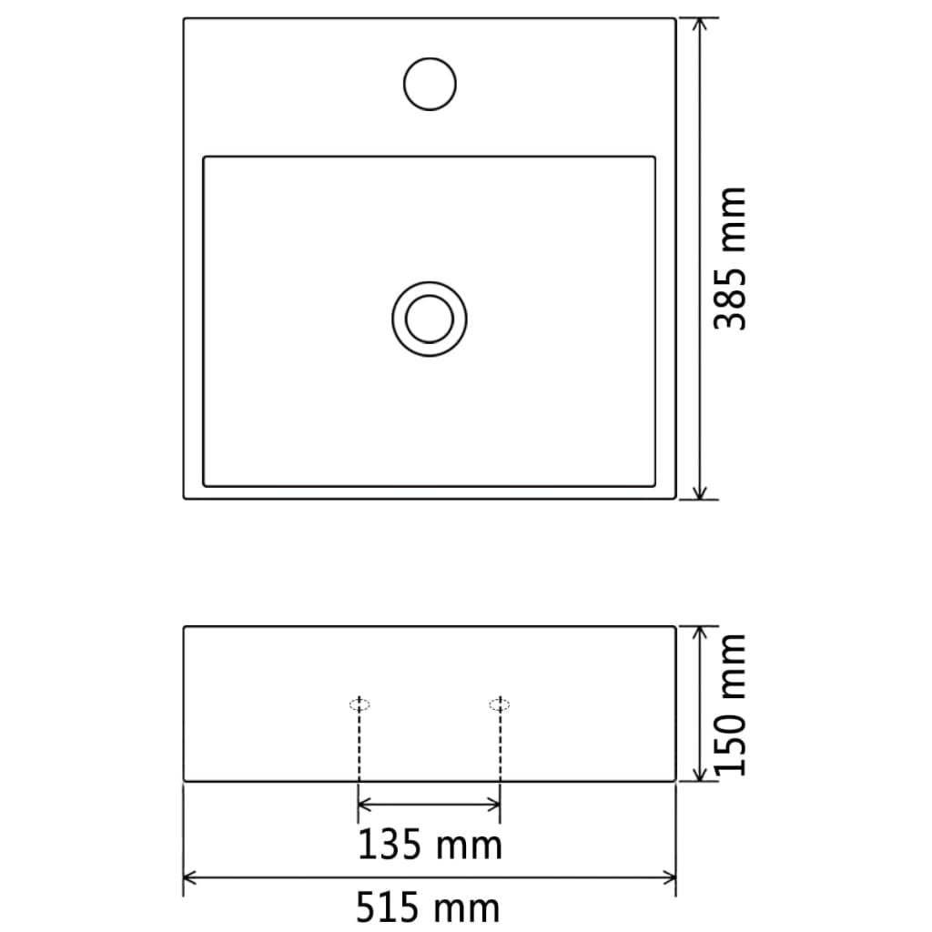 Servant med kranhull keramisk svart 51,5x38,5x15 cm