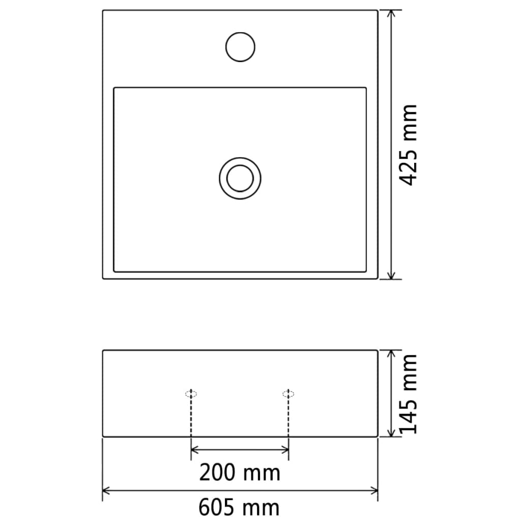 Servant med kranhull keramisk svart 60,5x42,5x14,5 cm