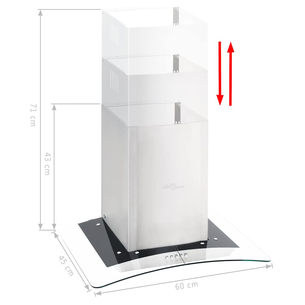 Veggmontert kjøkkenvifte 60 cm rustfritt stål 756 m³/t LED