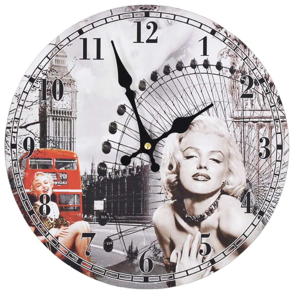 Veggklokke vintage Marilyn Monroe 30 cm