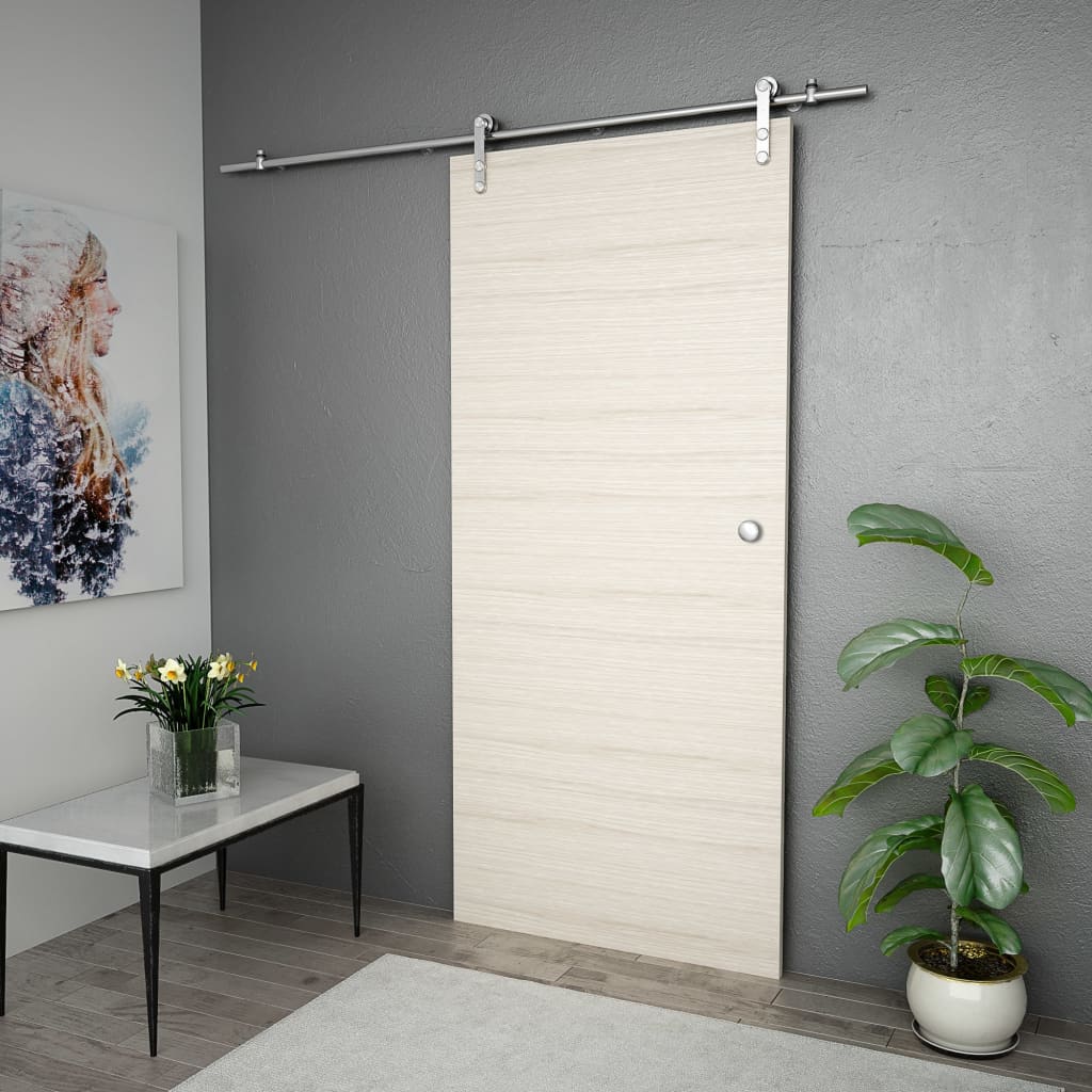 Utstyrsett for skyvedør 183 cm rustfritt stål sølv
