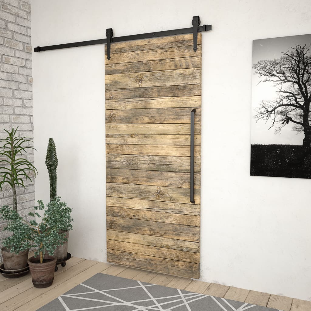 Utstyr for skyvedør 183 cm stål svart