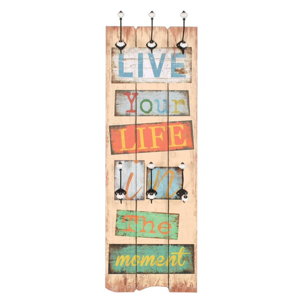 Veggmontert klesstativ med 6 kroker 120x40 cm LIVE LIFE vidaXL