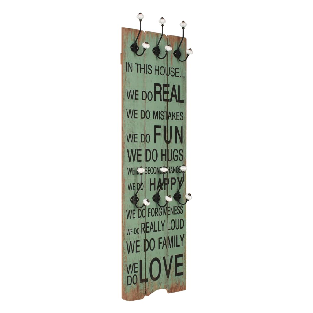 Veggmontert klesstativ med 6 kroker 120x40 cm "HAPPY LOVE" vidaXL