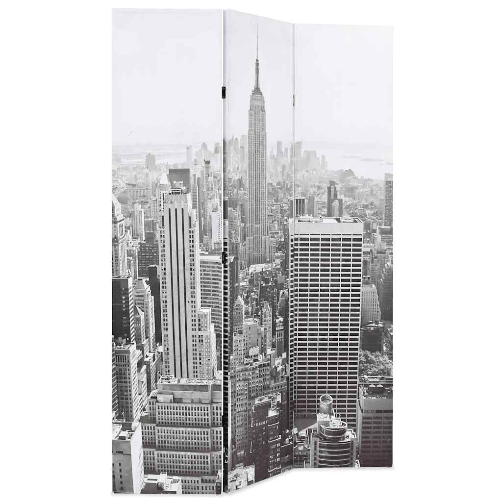 Sammenleggbar romdeler 120x170 cm New York dagtid svart og hvit vidaXL