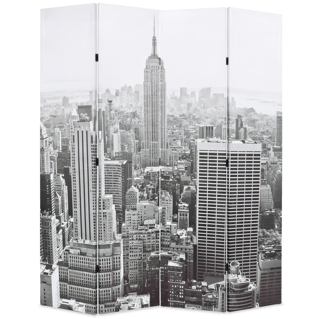 Sammenleggbar romdeler 160x170 cm New York dagtid svart og hvit