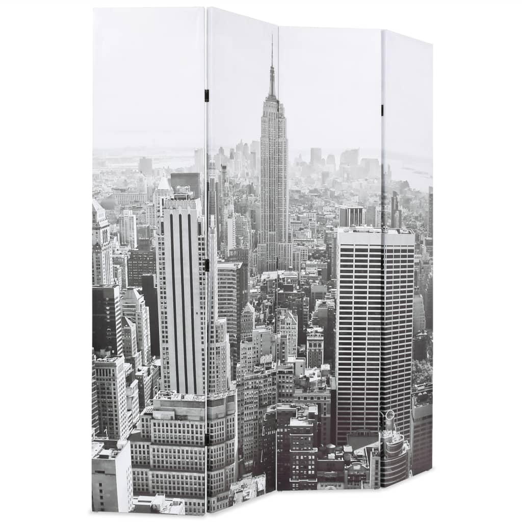 Sammenleggbar romdeler 160x170 cm New York dagtid svart og hvit