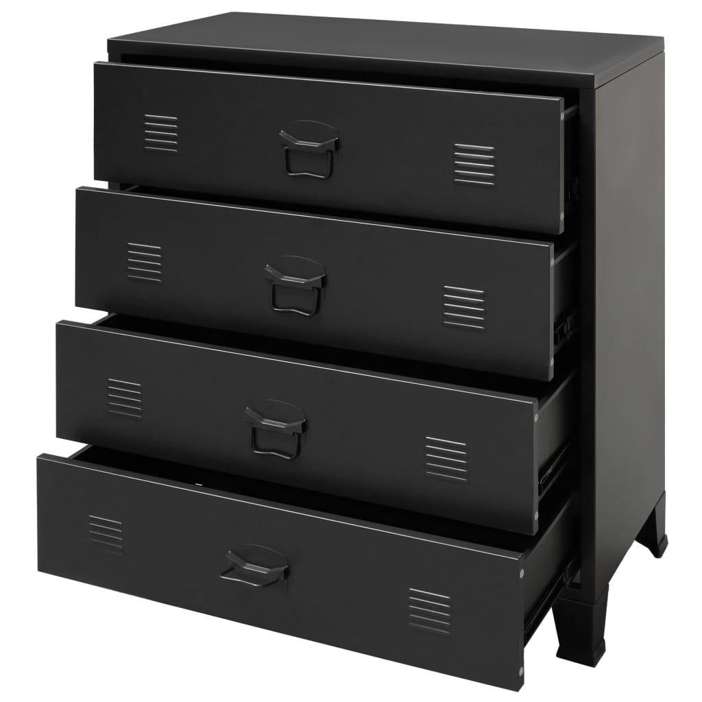 Kommode metall industriell stil 78x40x93 cm svart