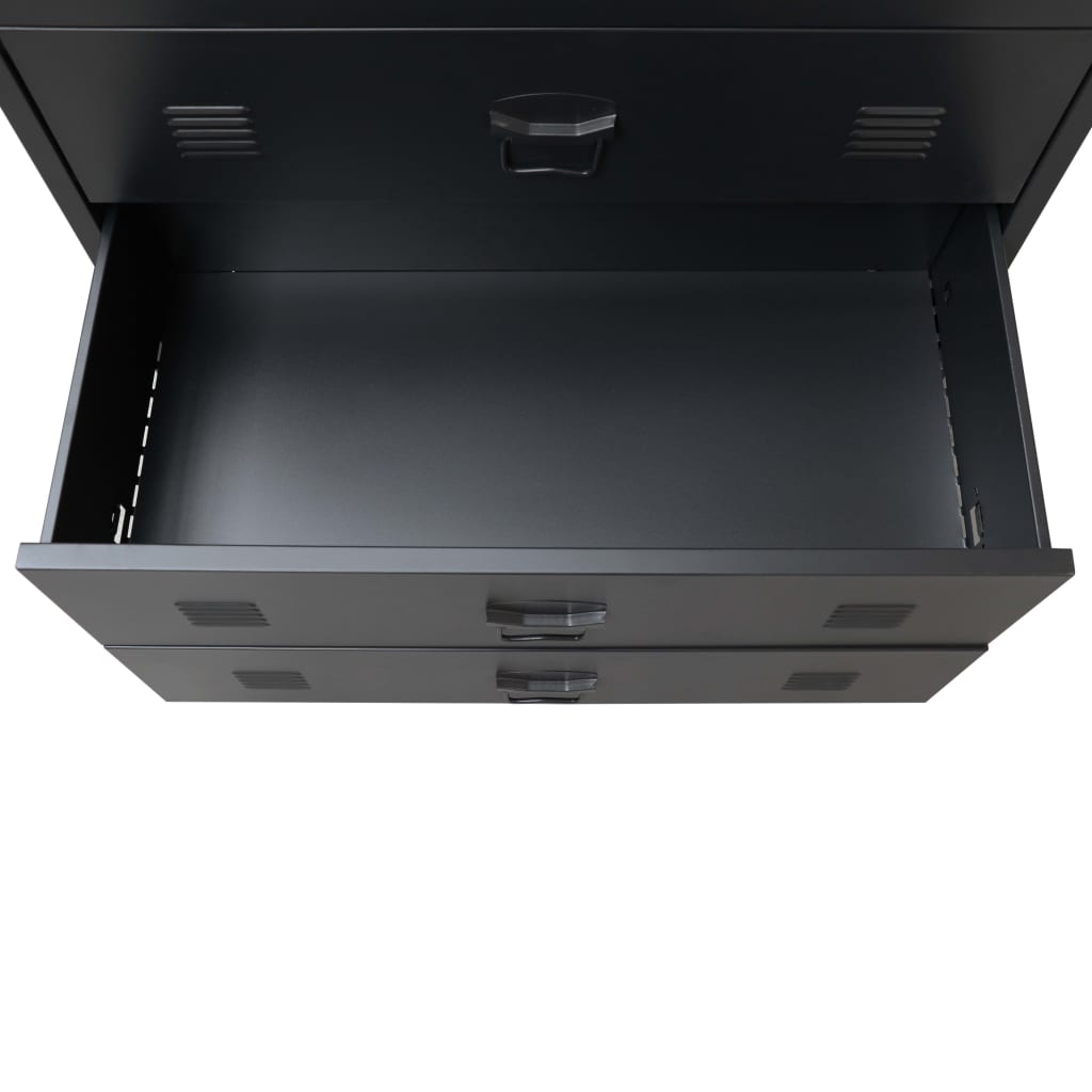 Kommode metall industriell stil 78x40x93 cm svart