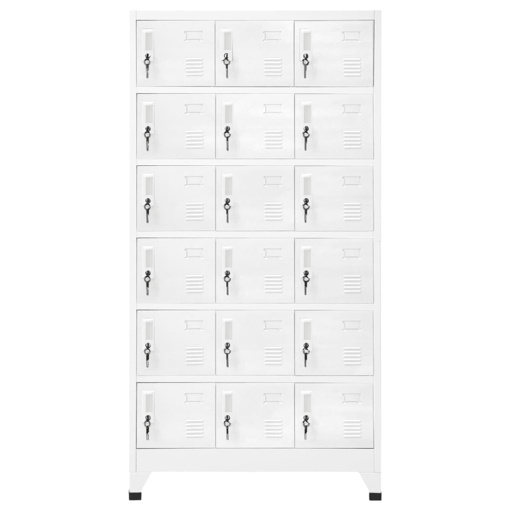 Garderobeskap med 18 rom metall 90x40x180 cm