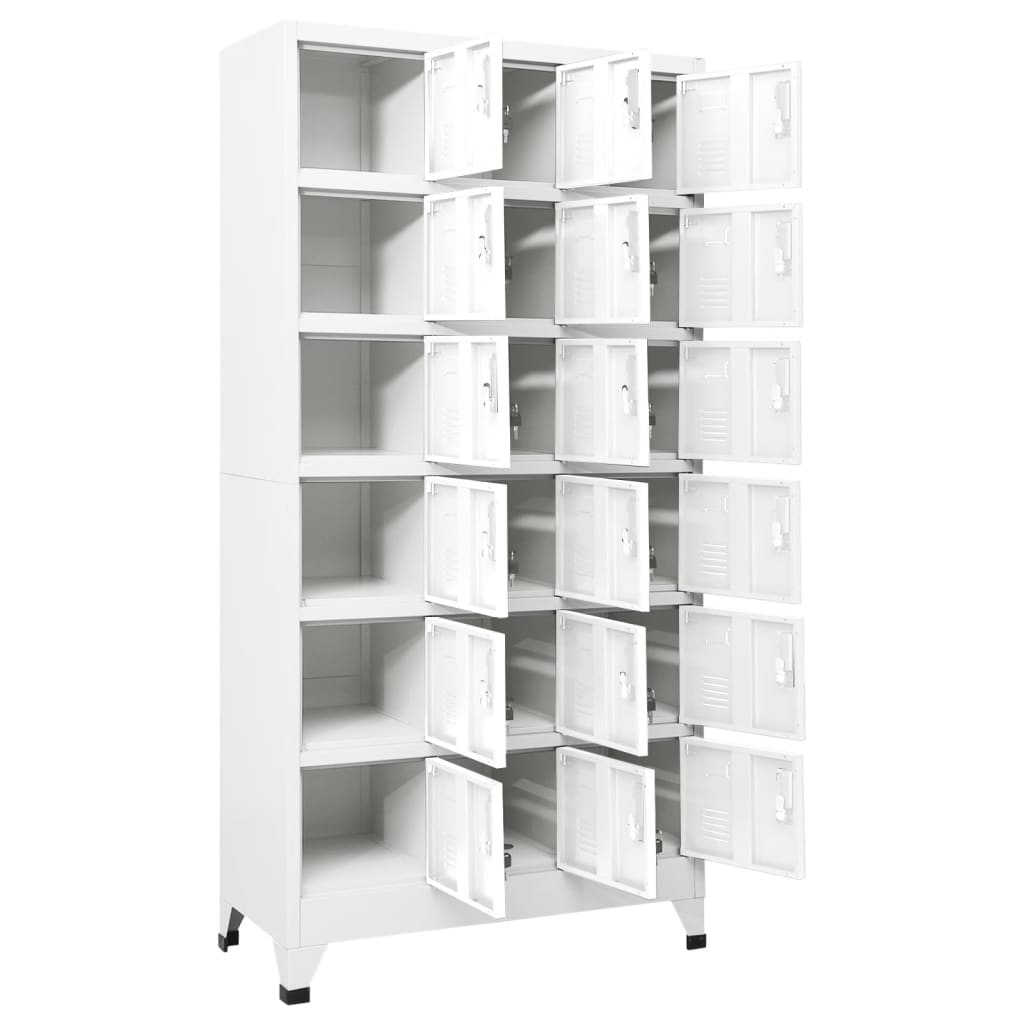 Garderobeskap med 18 rom metall 90x40x180 cm