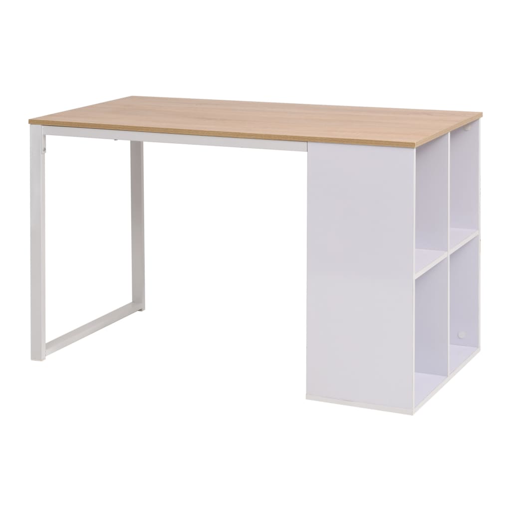 Skrivebord 120x60x75 cm eik og hvit vidaXL