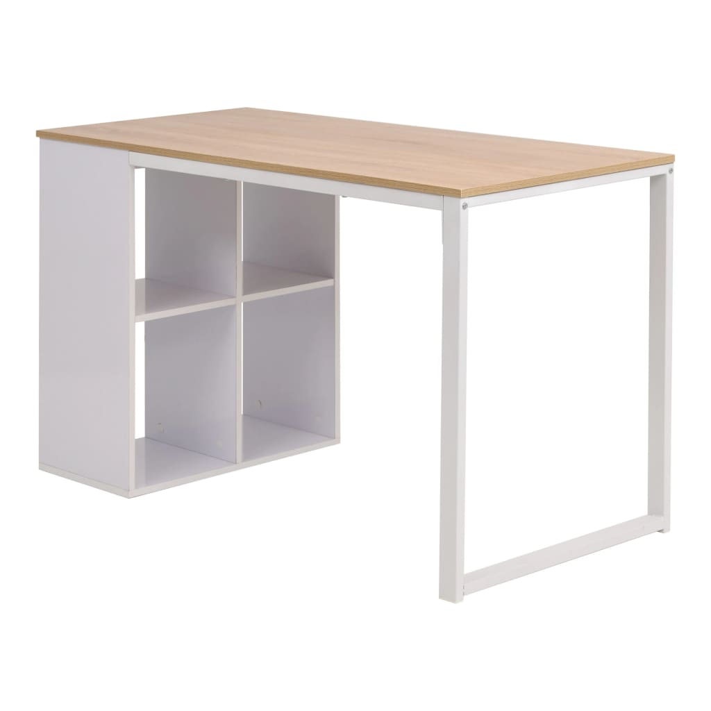 Skrivebord 120x60x75 cm eik og hvit vidaXL