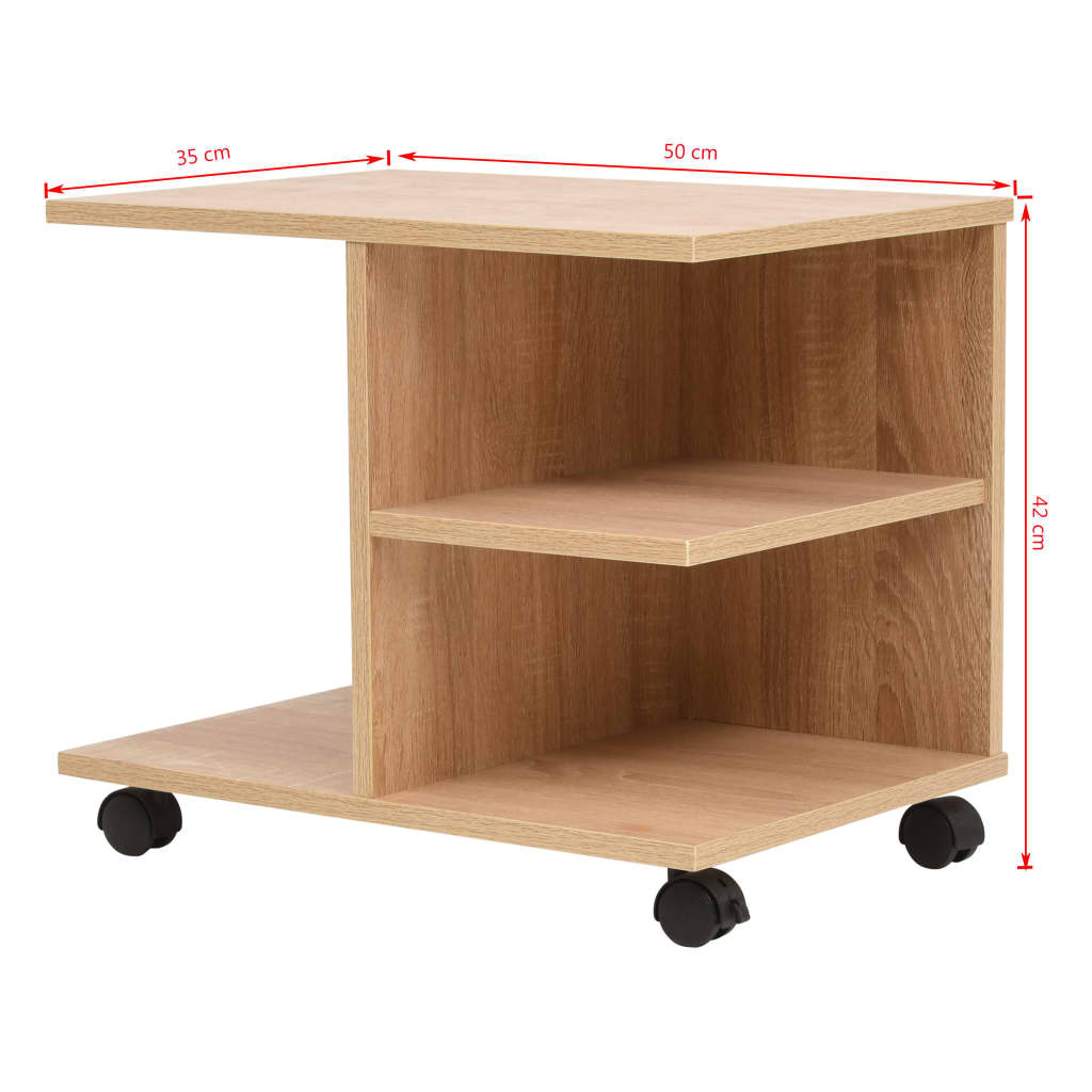 Rullende hylle 50x35x42 cm eik vidaXL