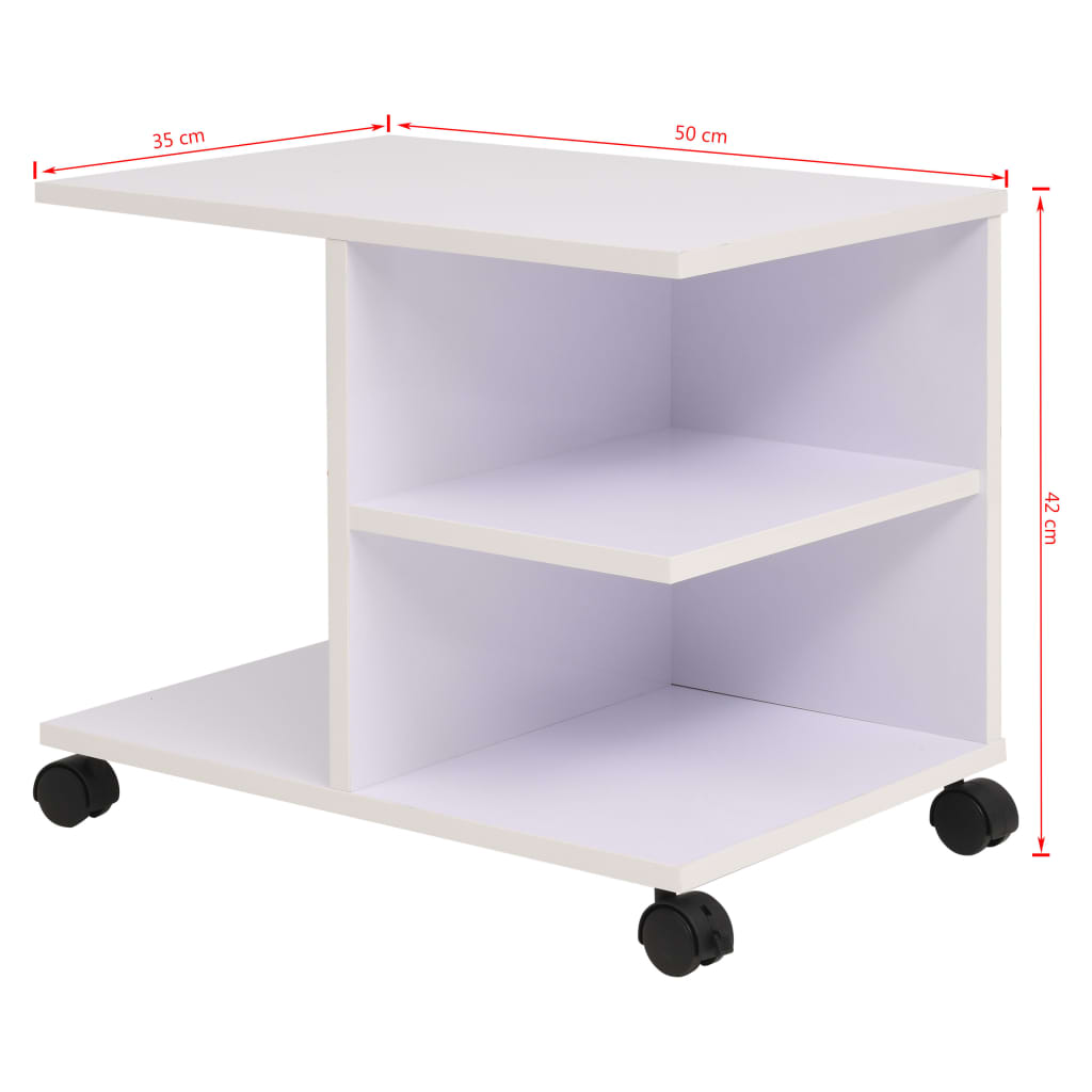 Rullende hylle 50x35x42 cm hvit vidaXL