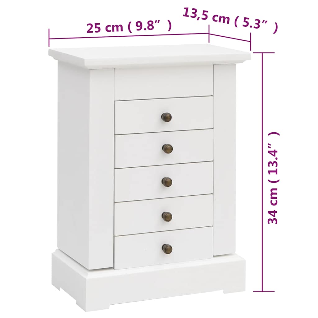 Smykkeskrin med speil MDF 25x13,5x34 cm