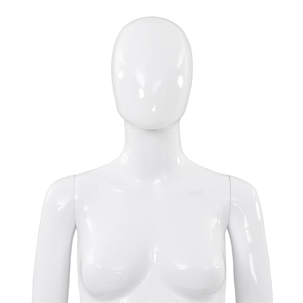 Full-body kvinnelig utstillingsdukke med glassbase hvit 175 cm