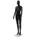 Full-body kvinnelig utstillingsdukke med glassbase svart 175 cm