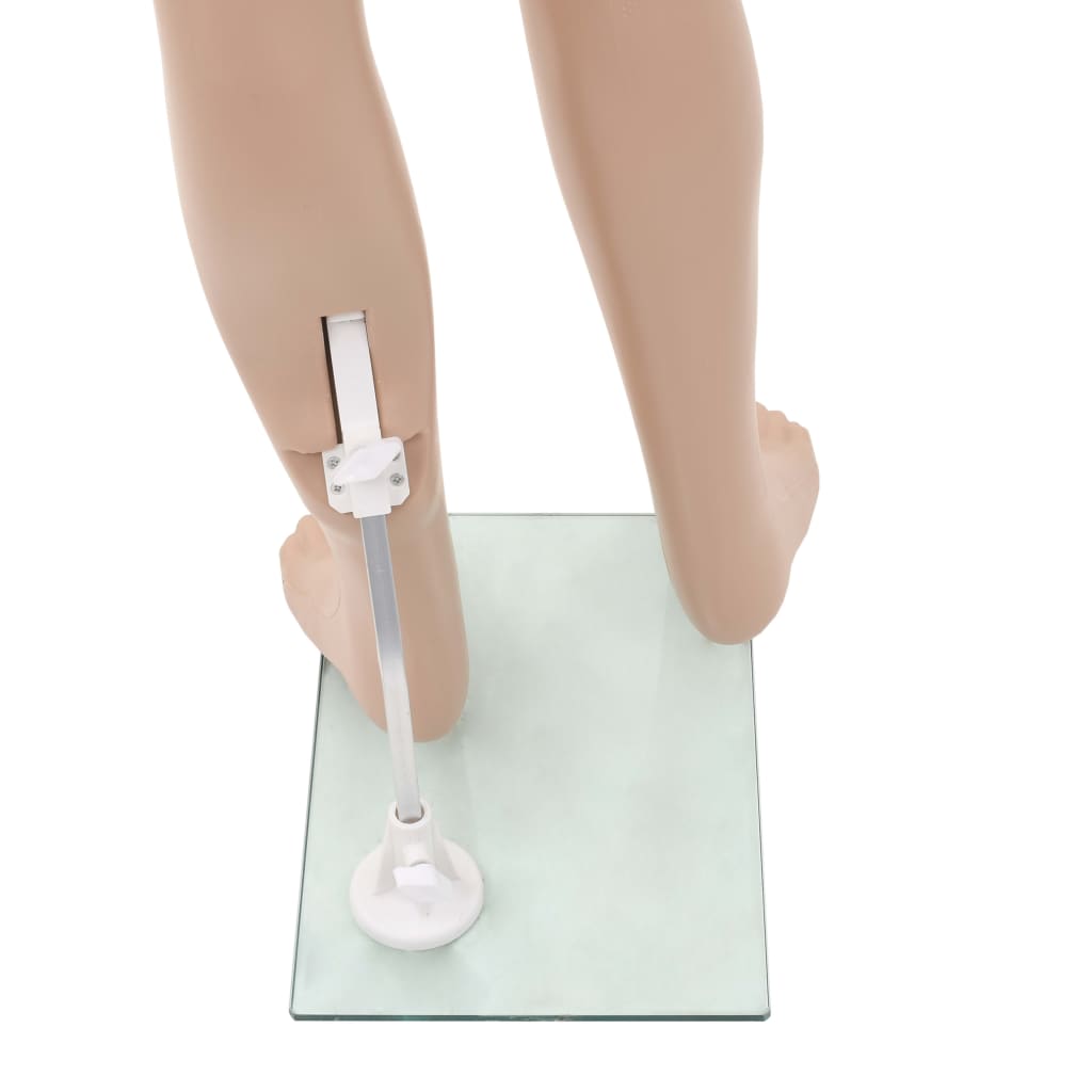 Full-body barneutstillingsdukke med glassbase beige 140 cm