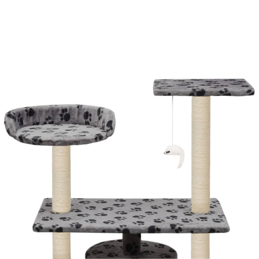 Kloretre med klorestolper i sisal 95 cm poteavtrykk grå