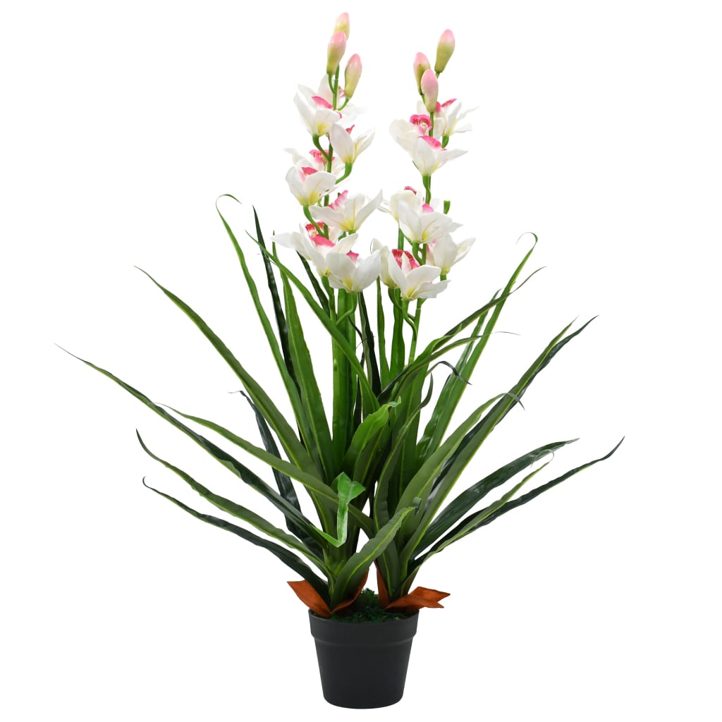 Kunstig cymbidium orkide med potte 100 cm grønn