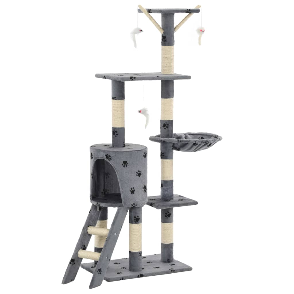 Kloretre med klorestolper i sisal 138 cm poteavtrykk grå