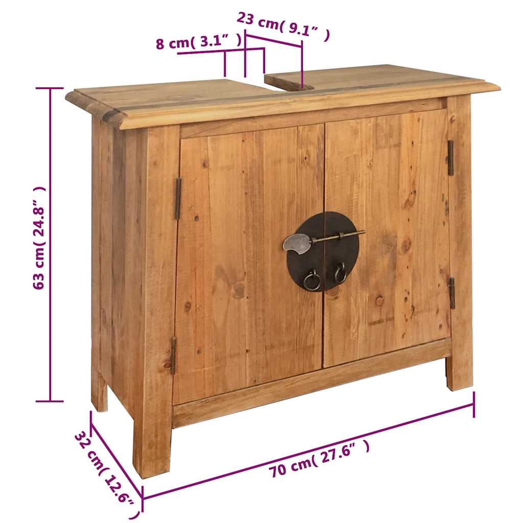 Baderomsskap heltre 70x32x63 cm heltre furu