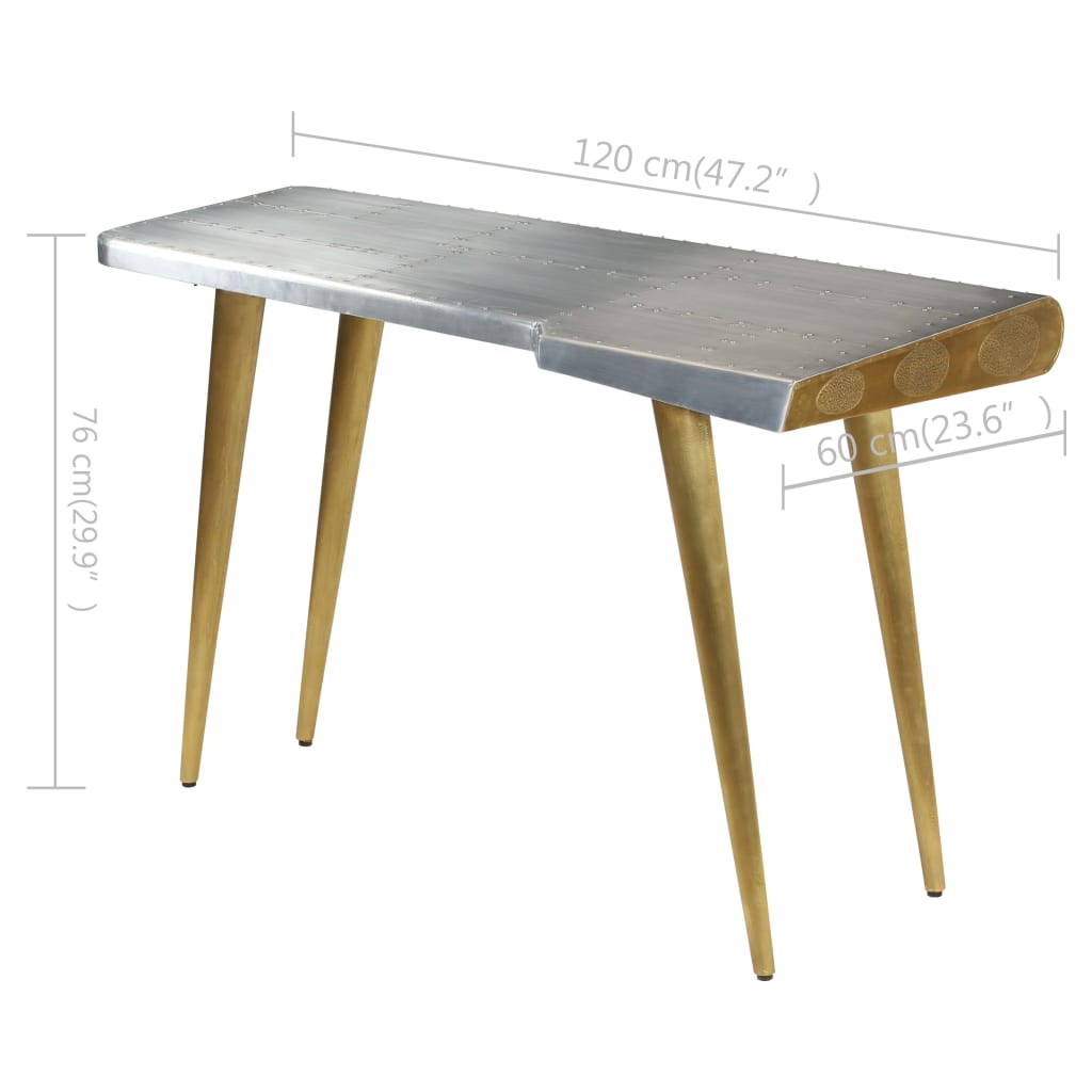Aviator skrivebord i gammeldags luftfartsstil 120x60x76 cm