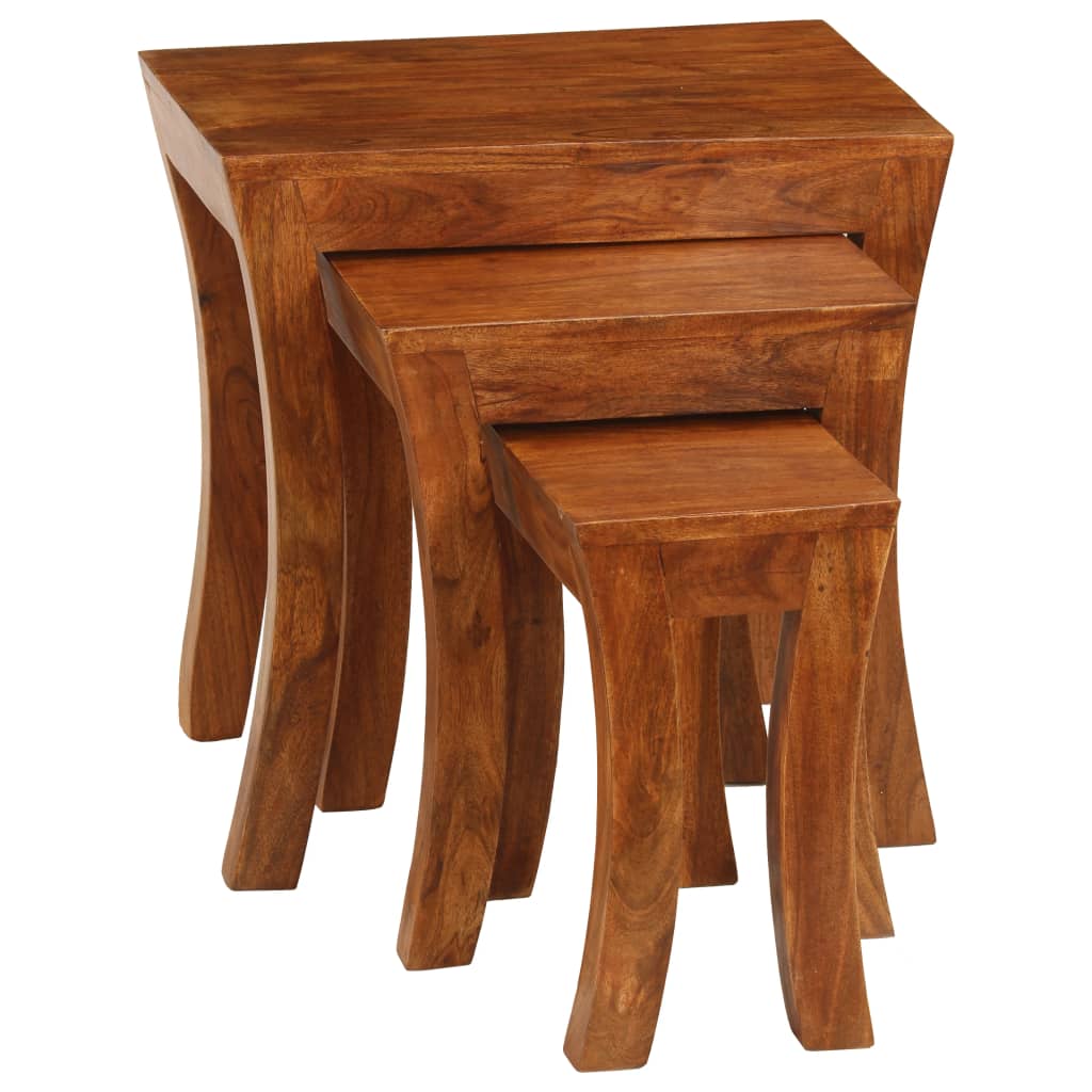 Stablebordsett 3 deler heltre akasie 50x35x50 cm brun