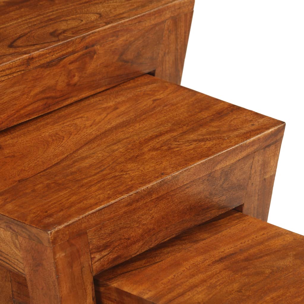 Stablebordsett 3 deler heltre akasie 50x35x50 cm brun