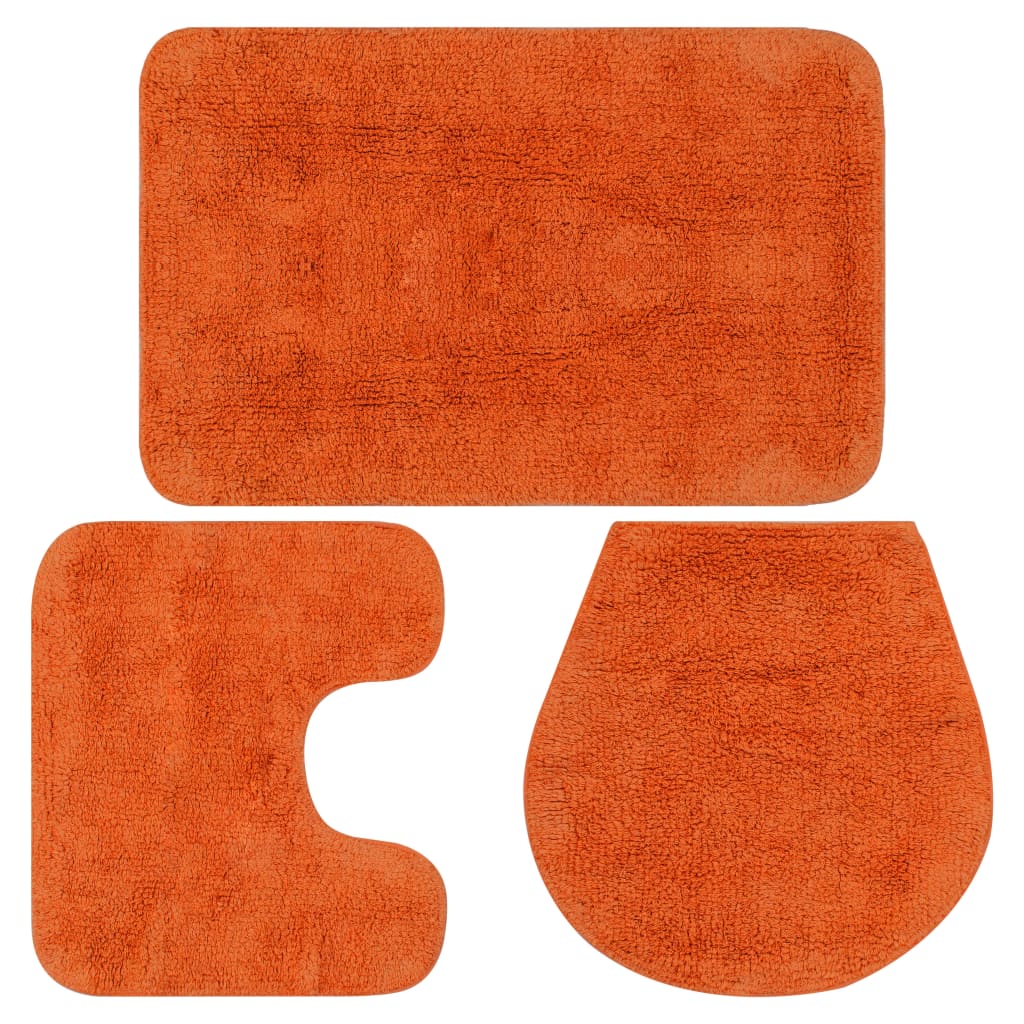 Baderomsmattesett 3 stk stoff oransje vidaXL