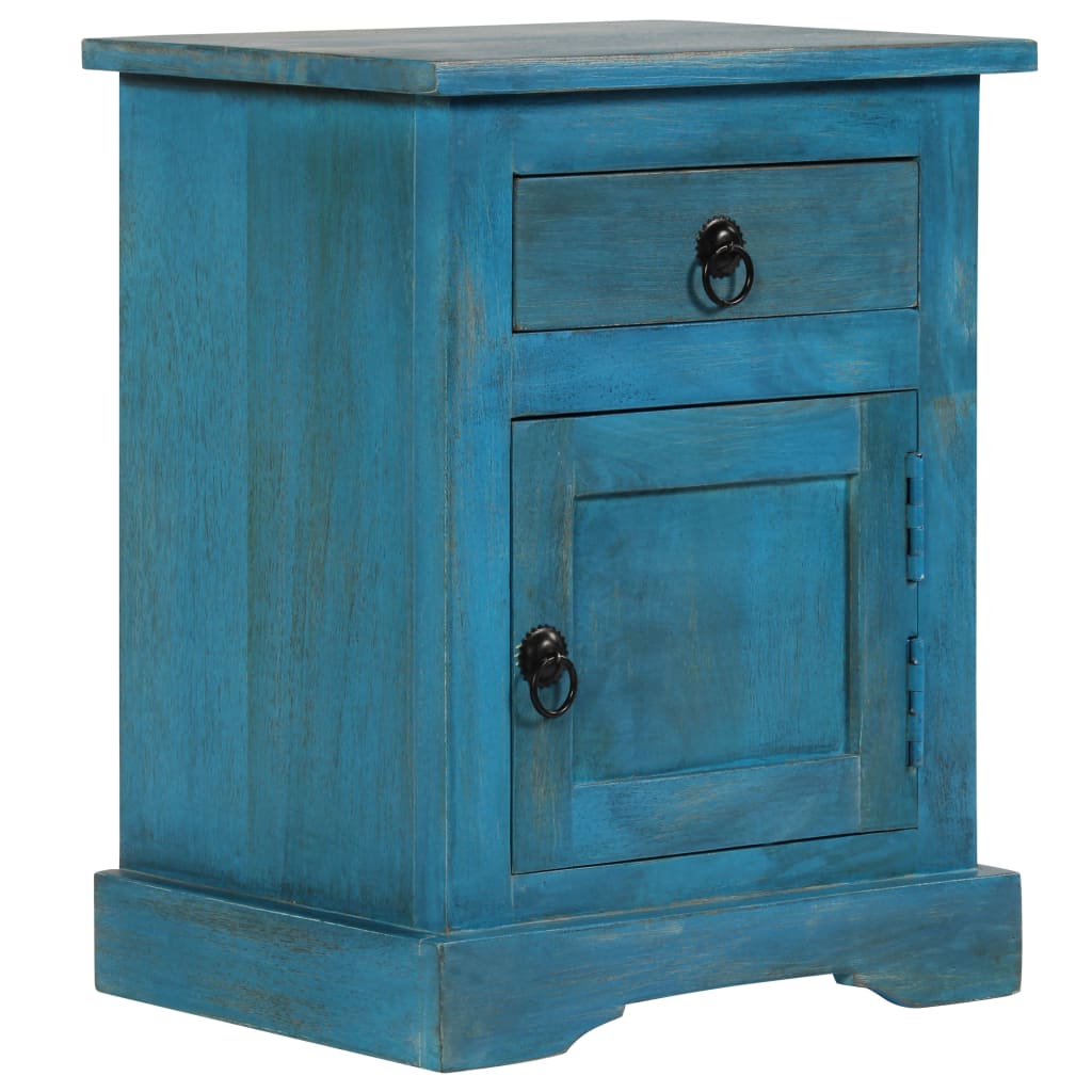 Nattbord heltre mango 40x30x50 cm blå