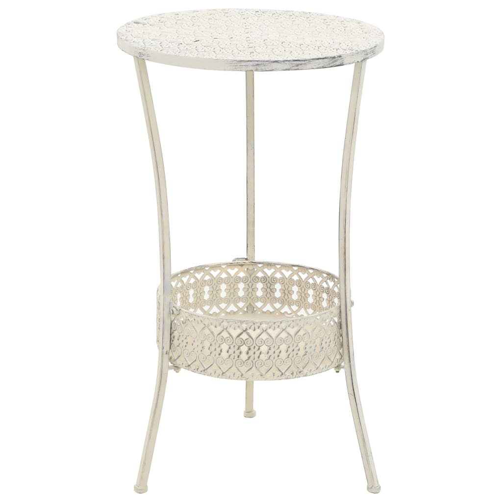 Bistrobord gammeldags stil rund metall 40x70 cm hvit