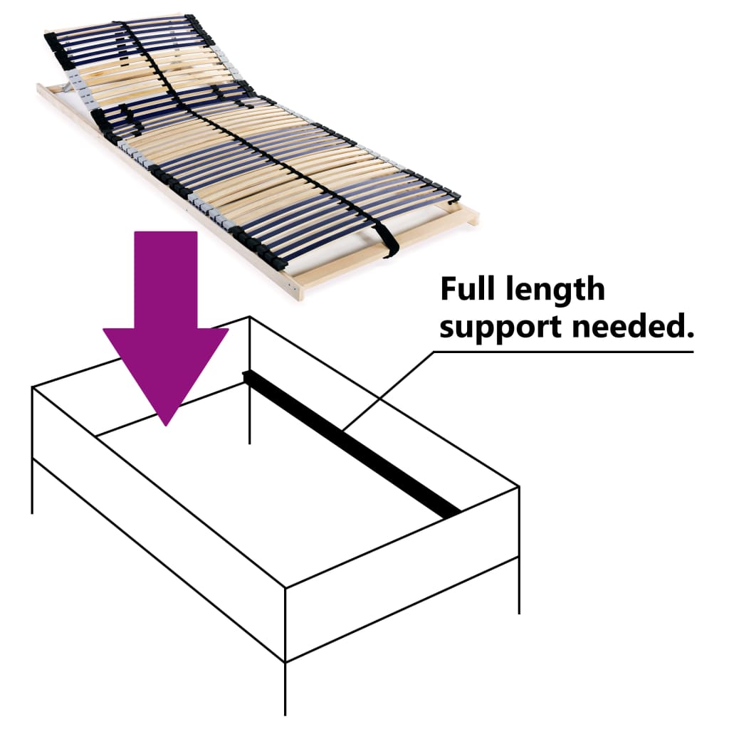 Spilebase med 42 lameller 7 soner 90x200 cm vidaXL