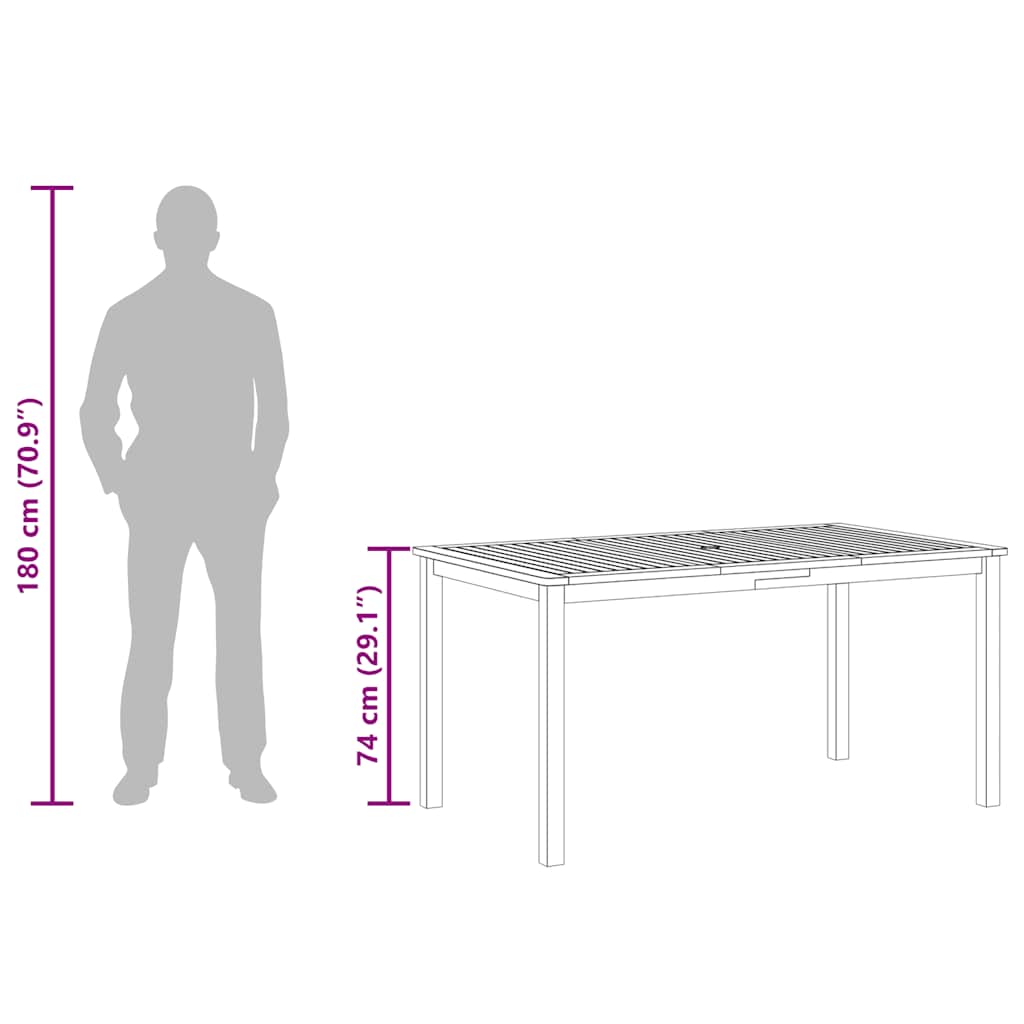 Hagebord 150x90x74 cm heltre akasie vidaXL