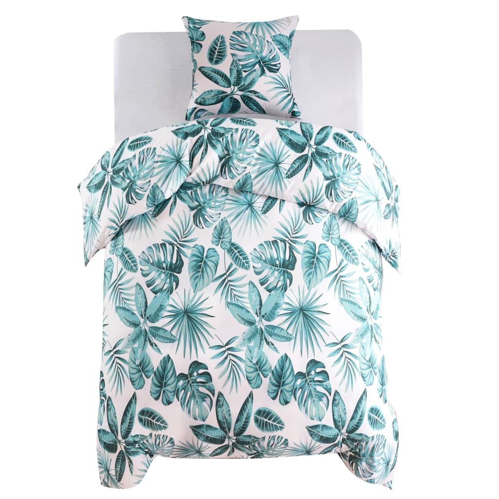 Sengetrekk bladmønster grønn 140x200/60x70 cm