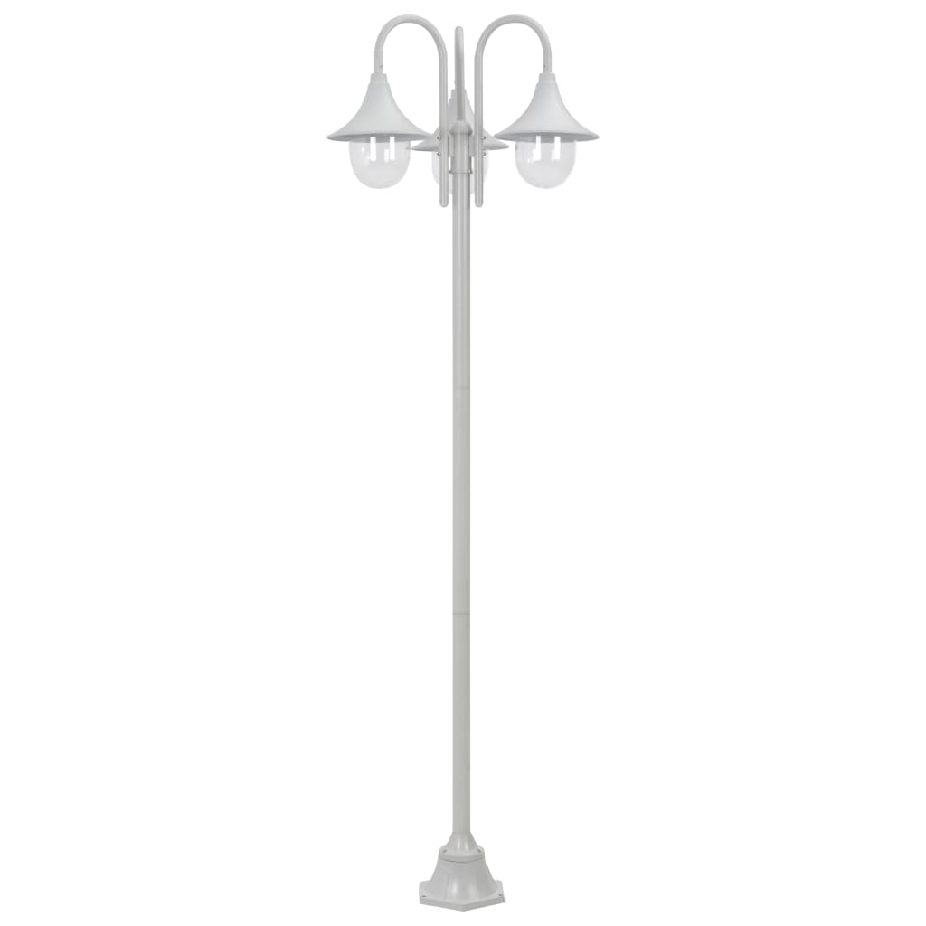 Hagelyktestolpe E27 220 cm aluminium 3 lamper hvit