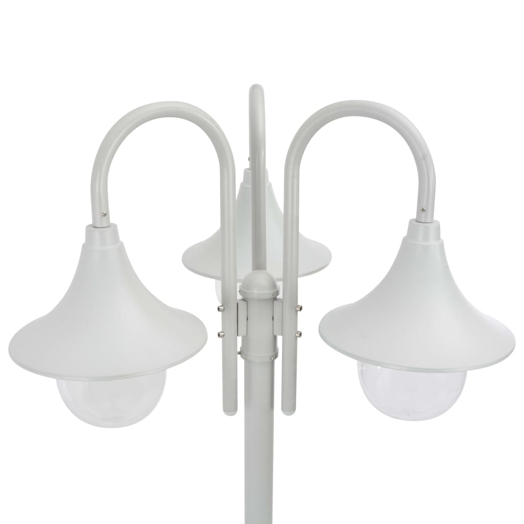 Hagelyktestolpe E27 220 cm aluminium 3 lamper hvit