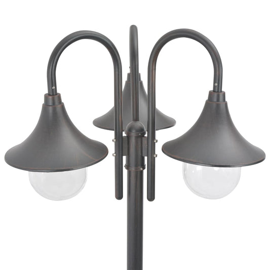 Hagelyktestolpe E27 220 cm aluminium 3 lamper bronse