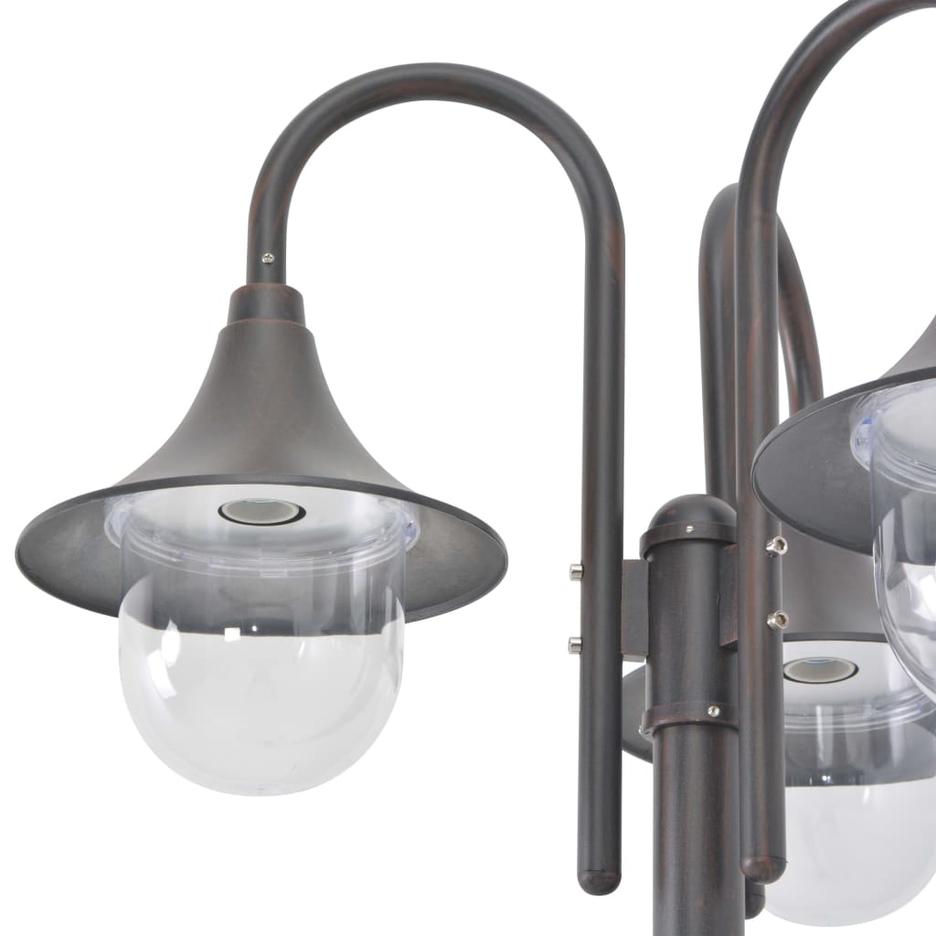 Hagelyktestolpe E27 220 cm aluminium 3 lamper bronse