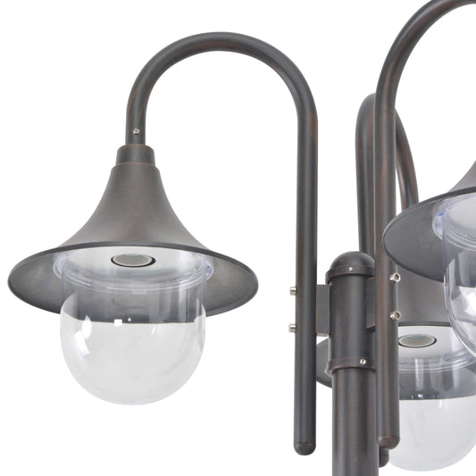 Hagelyktestolpe E27 220 cm aluminium 3 lamper bronse