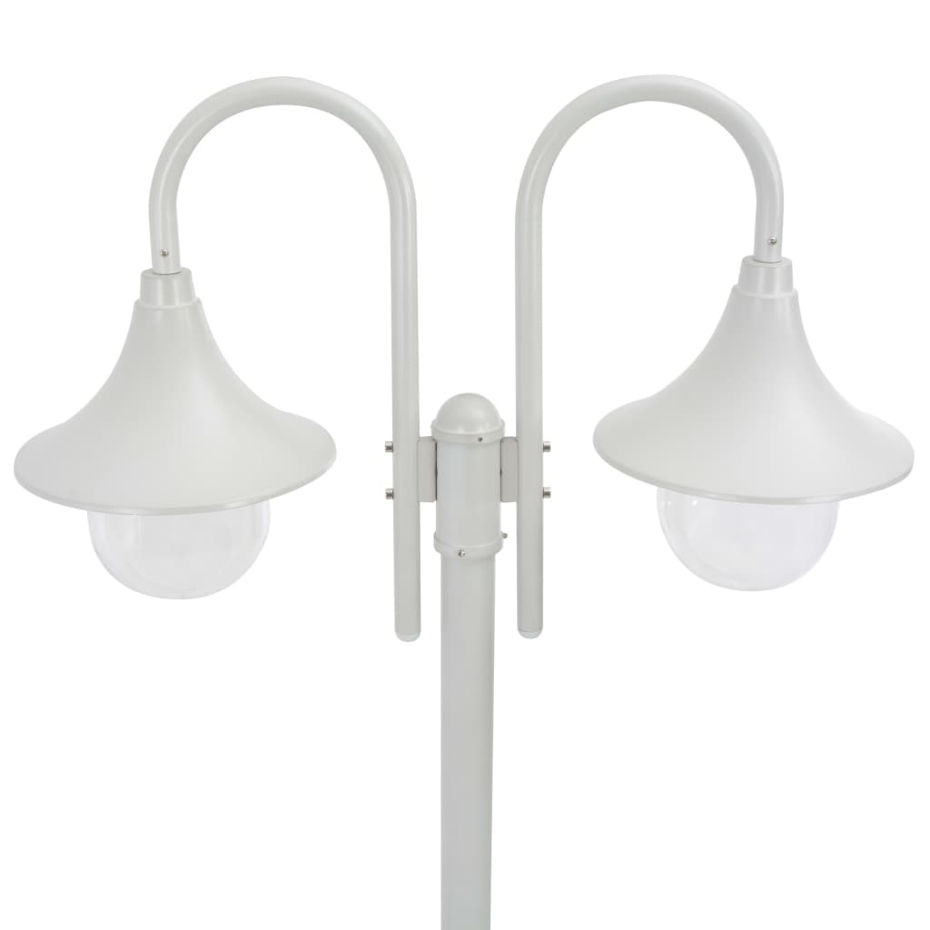 Hagelyktestolpe E27 220 cm aluminium 2 lamper hvit vidaXL