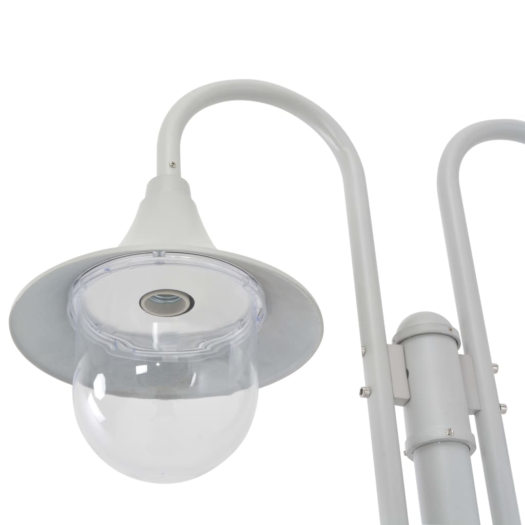 Hagelyktestolpe E27 220 cm aluminium 2 lamper hvit vidaXL