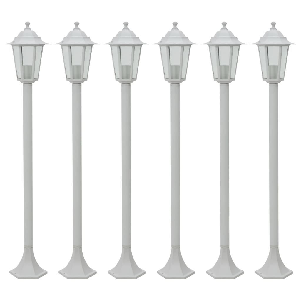 Hagelyktestolpe E27 110 cm 6 stk aluminium hvit